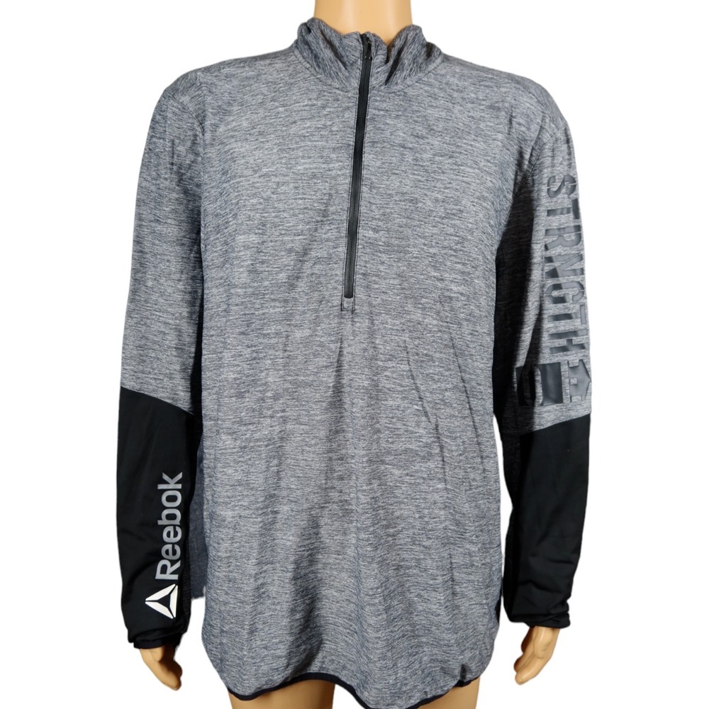 Reebok Jacket Size 2XL XXL 1/4‎ Zip Pullover No Excuses Gray
